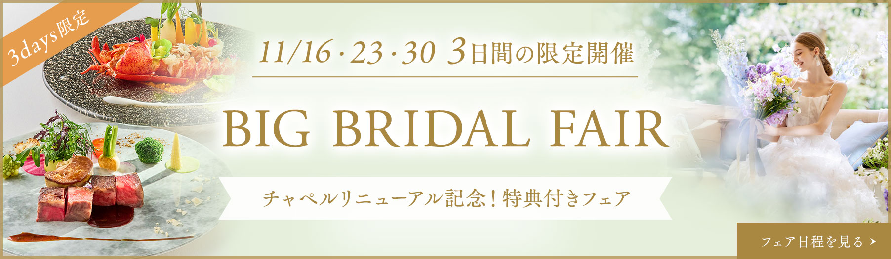 11/16・11/23・11/30の3日間限定BIG FAIR リニューアル特典付き